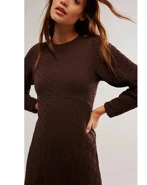 Free People Gabby Boho Textured Seamless Midi Dress in Coconut Shell Size Medium thumbnail 3