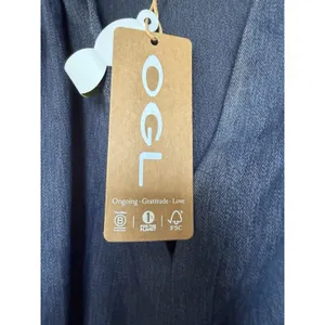 OGL Denim Look Midi Dress Collared Tie Waist Linen Blend NWT Extra Small thumbnail 9