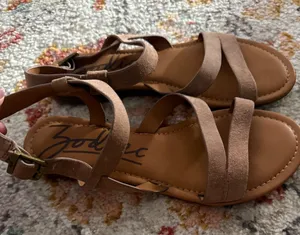 Zodiac Womens Tan Brown Leather Strappy Flat Sandals Ankle‎ Buckle Boho Size 9 thumbnail 1