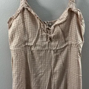 American Eagle Women‎ Beige Plaid Mini dress size L thumbnail 4