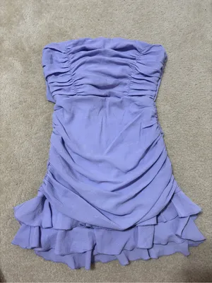 Lucy Lavender Strapless Ruffled Mini Dress Purple thumbnail 2