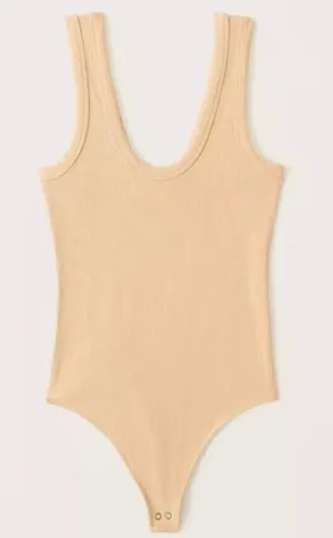 Abercrombie Bodysuit Extra Large Ribbed Wide Strap Scoop Neck Downtown Girl Chic thumbnail 1