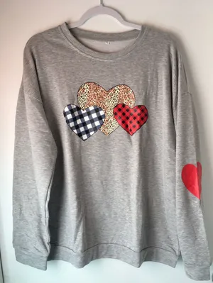 ♥️ Heart Sweatshirt, XXL Gray thumbnail 1
