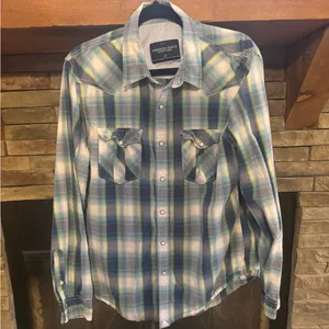Blue button up American Eagle flannel thumbnail 1