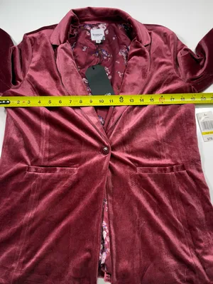 Kensie Wine Velvet Single-Button Blazer Size Medium NWT thumbnail 4