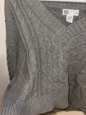 Gray Cable Knit Oversized Sweater thumbnail 4