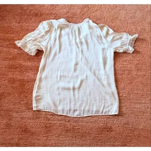 Cupcakes and Cashmere Women Blouse S Cream Short Sleeve V Neck Boho thumbnail 7