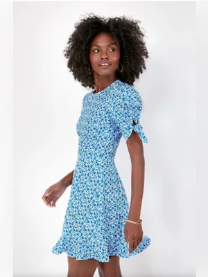 Tuckernuck Hyacinth House Blue Ditsy Floral Puff Sleeve Mini Dress Large thumbnail 13