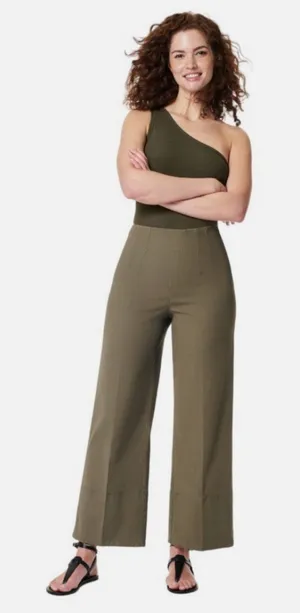 Spanx Stretch Twill Cropped Wide Leg Pants in Tuscan Olive thumbnail 1