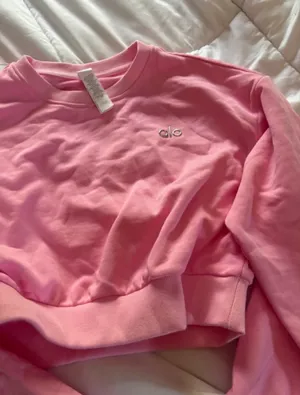 Alo accolade pink crop sweatshirt small thumbnail 4