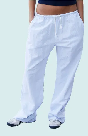 Brandy Melville Striped Anastasia Linen Pants blue and white striped thumbnail 1