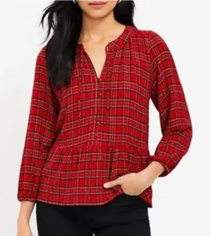 Loft Plaid Blouse | Size: Medium thumbnail 1