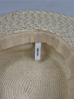 NINE WEST Women's Floppy Scalloped Woven Sunhat Beach Vacation Coastal-OS thumbnail 6