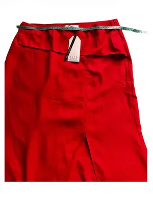 NWT OXXO Catch The City Asymmetric High Waist Red Long Skirt M thumbnail 8