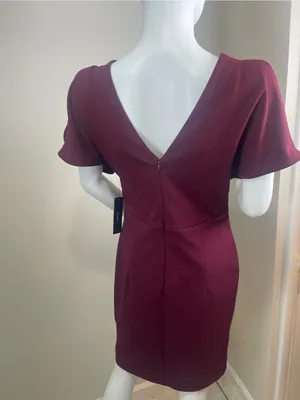 Lulu's Burgundy Cold-Shoulder Wrap Sheath Dress thumbnail 3