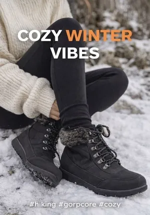 Karen Scott Black Faux Fur Lined Hiking Boots Cozy Winter Lace Up Zip‎ thumbnail 2