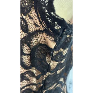 Vtg Black Lace Dress Lined Tulle USA XL Whimsy Goth Punk A-line Holiday LA Scala thumbnail 5