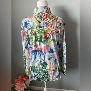 Soft Surroundings Women’s Long Sleeve Shirt Colorful Artistic Leaf & Floral Pattern – Casual Boho thumbnail 4