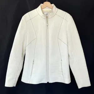 Pendleton white quilted full zip jacket pockets nylon blend women's size L spot thumbnail 1