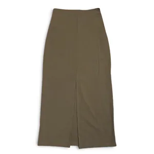 Free People Olive Green High Waisted Ponte Midi Skirt Back Slit Small thumbnail 2