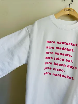 Nantucket I Am My Story Graphic Sweatshirt White Pink Heart Size L Beach Coast thumbnail 4
