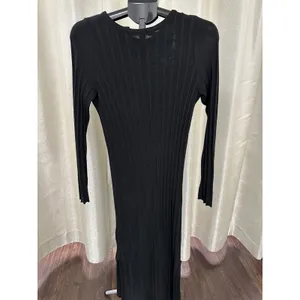 ASOS Design Black Ribbed‎ Knit Maxi Dress | Long Sleeve | US 4 thumbnail 3