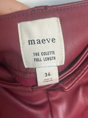 Anthropologie Maeve Colette Faux-Leather Full-Length Pants Cheery Wood Size 34 thumbnail 6