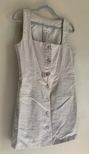 NWOT Abercrombie & Fitch Linen Cotton Dress Casual Cream Beige Women Size M thumbnail 1