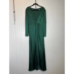 Lulus Endearing Elegance Emerald Green Satin Long Sleeve Dress Wedding Large thumbnail 2