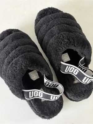 UGG Fluff Yeah Slide Women's Sheepskin Slipper Sandals Black Size 9 thumbnail 1