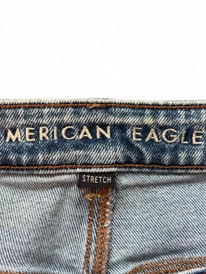 American Eagle Mom Jean High-Rise Stretchy Light Blue Distressed Women’s Size 8 thumbnail 5