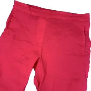 Anthropologie Cartonnier Linen Crop Wide Leg Pants Small Pink Mid Rise Pull On thumbnail 2