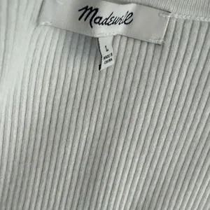 Madewell White Wide Rib Long Sleeve Sweetheart Sweater Top Size-L thumbnail 6