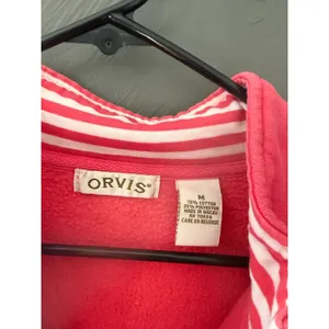 Orvis Womens‎ Pink Full Zip Mock Neck Fleece Sweatshirt Size M Cotton Spring thumbnail 3