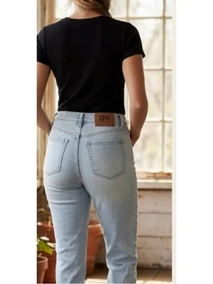 FRYE Light Wash High Rise Straight Leg Jeans 10 Blue 30 thumbnail 2