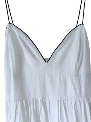 Maeve Anthropologie White Navy Trim contrast Midi Dress size 14 with pockets thumbnail 5