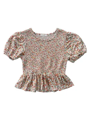 Blu Pepper Floral Smocked Peplum Top size M thumbnail 3