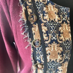 Gimmicks by BKE Boho Embroidered Jacket Size S Burgundy Open Front thumbnail 4