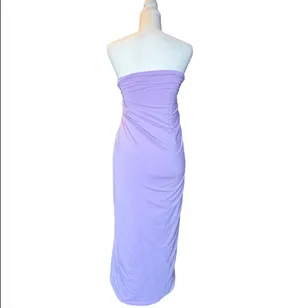 Lilac Strapless Draped Slit Maxi‎ Dress White Fox Style Small thumbnail 2