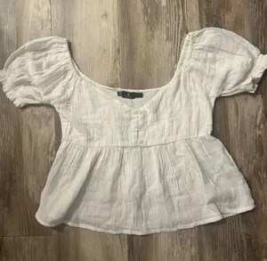 Volcom White Peasant Peplum Blouse thumbnail 1