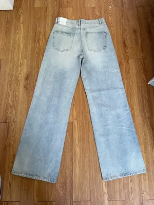 Zara high waisted super wide light blue jeans nwt thumbnail 12