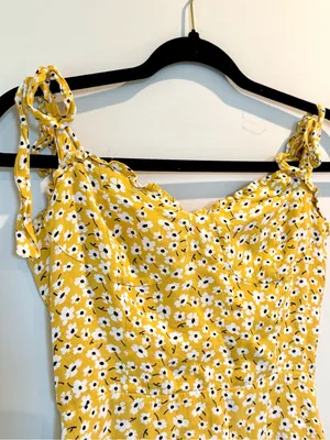 Yellow Floral Tie-Shoulder Sundress thumbnail 2