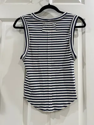 We The Free Striped Ribbed Tank Top – Navy/White – Size M thumbnail 5