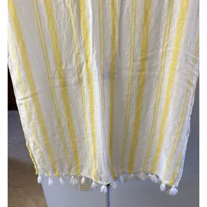 C&C California Women's Yellow‎ White Stripped Cotton CoverUp Size Large thumbnail 3