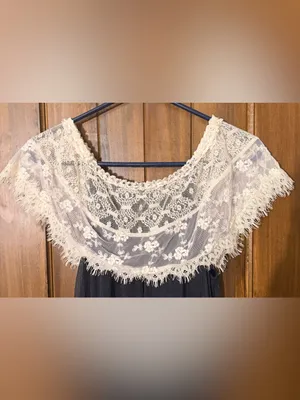 Altar’d State Off-Shoulder Black Dress with Ivory Lace Overlay thumbnail 6