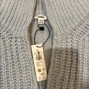 Garage Blue/Grey Cropped Half-Zip Sweater thumbnail 2