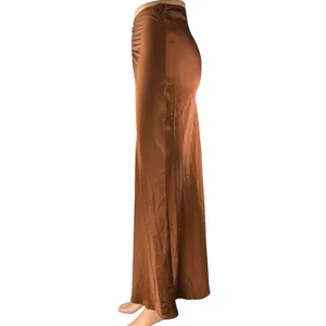 Princess Polly Jones Brown Silk Satin Ruched Slim Side Zip Maxi A-Line Skirt 2 thumbnail 2