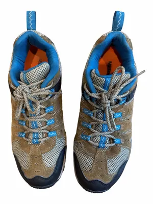 Merrell Tan, Blue and Gray Women's Hiking Sneakers thumbnail 3