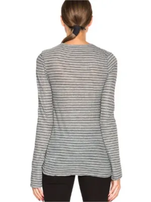James Perse Bell-Sleeve Striped Tee Heather Grey & Black Size Medium NWT thumbnail 2