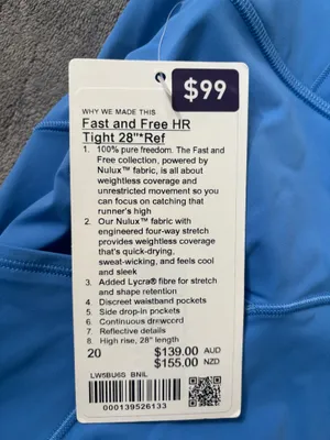Lululemon Fast Free HR Tight Reflective 28" Blue Nile Size 20 thumbnail 2